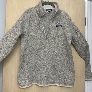 Patagonia Women’s Half-Zip Fleece Pullover Beige/Grey — Size Large